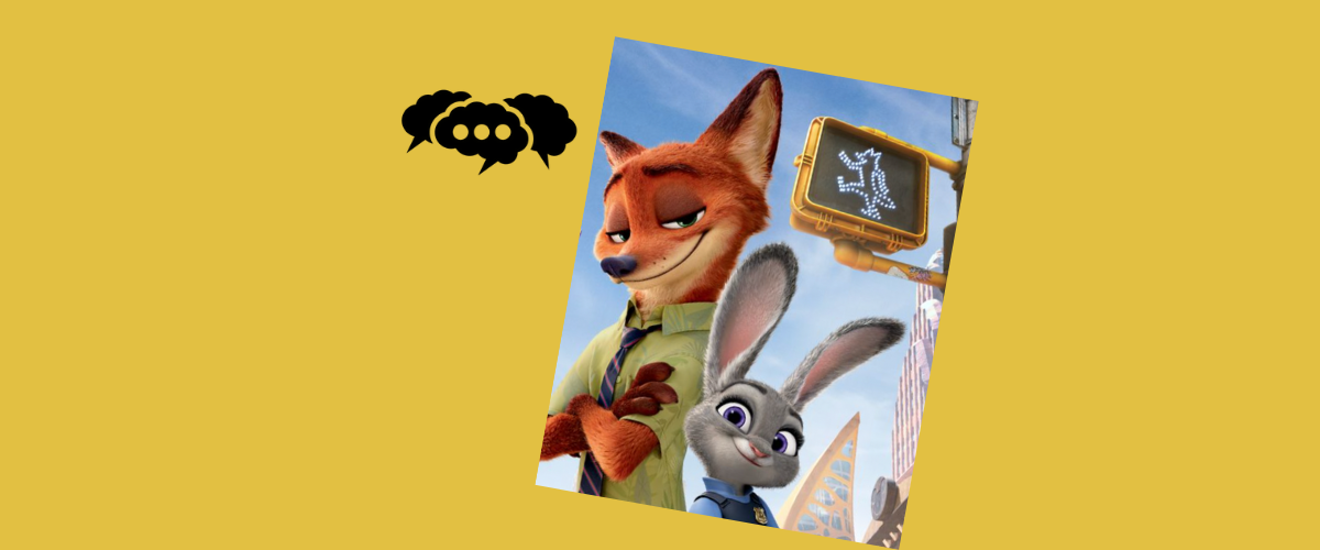 image of Nick and Judy from the movie "Zootopia," next to a Converations icon