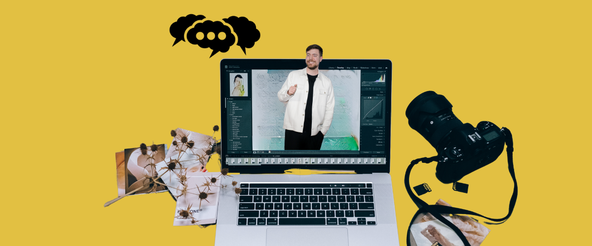 image of an editing setup with MrBeast on the screen.