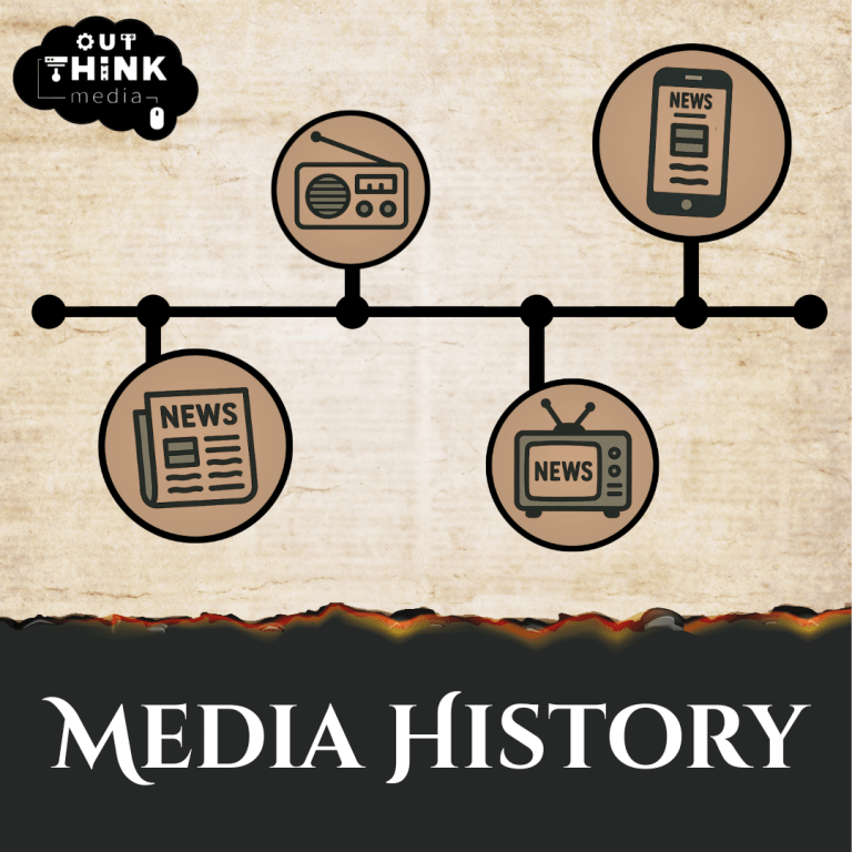 Timeline on logo for outthink media history