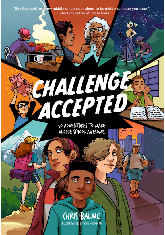 Colorful and dynamic cover for Challenge Accepted by Chris Balme